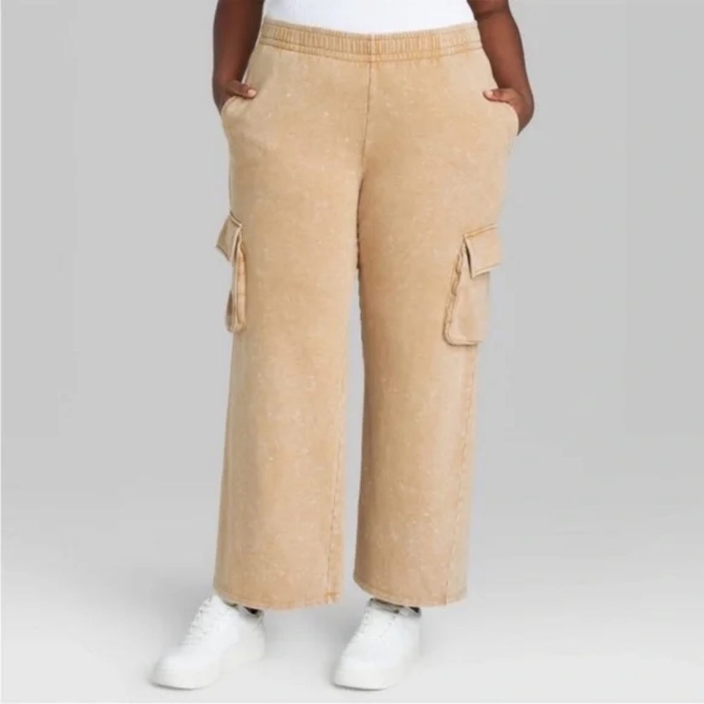 Wild fable Tan Mineral Washed Cargo Sweatpants